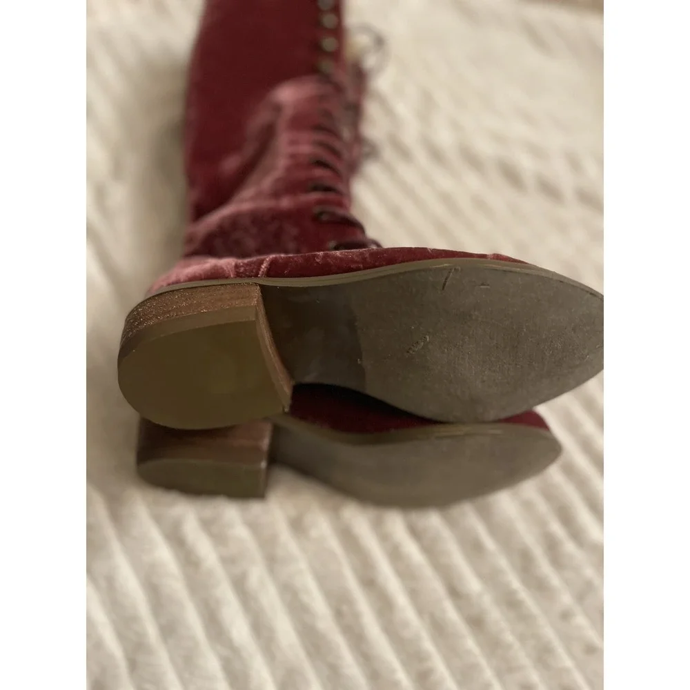 Joyfolie Girls Burgundy INDY‎ Lace Up Zip Boots Size 1